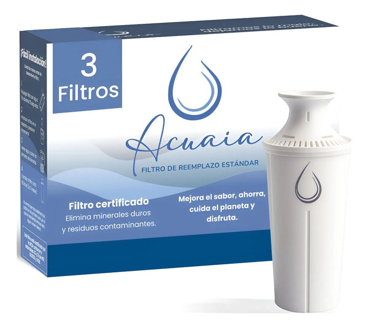 Filtro De Agua Acuaia 3 Unidades Para Jarra Certificado Tipo Brita