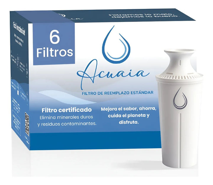 Filtro De Agua Acuaia 6 Unidades Para Jarra Certificado Tipo Brita